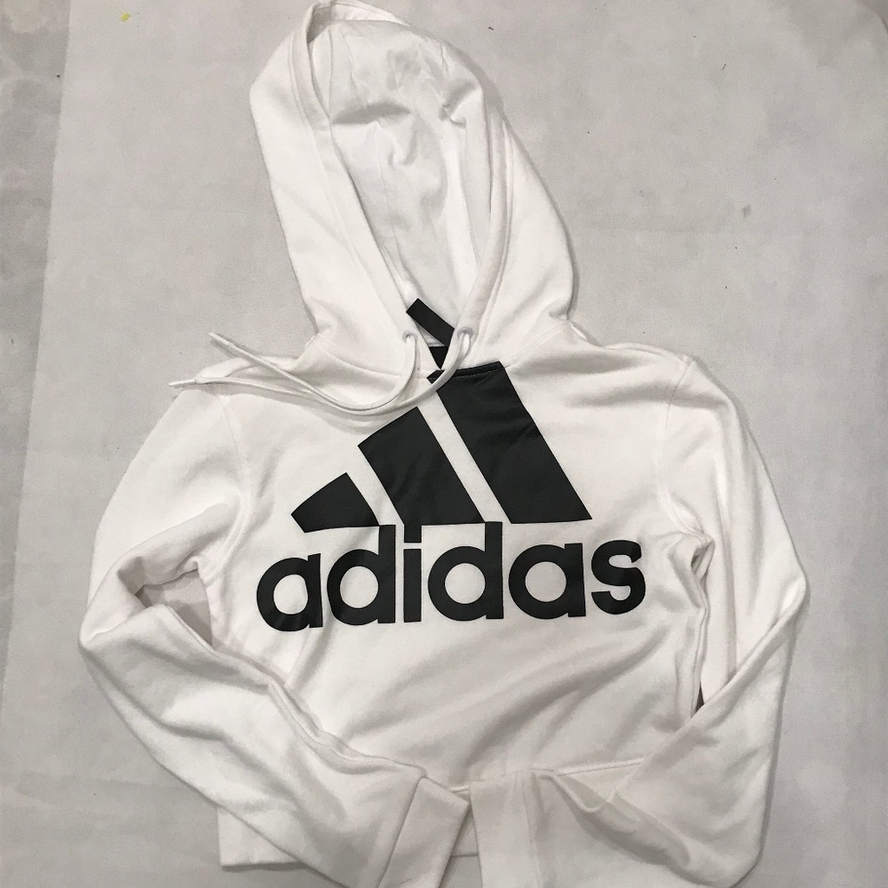 Adidas White Junior XS Cropped Hoodie